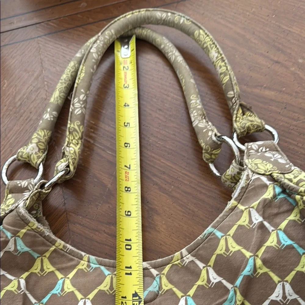 Vera Bradley BlueBird Brown and Green Quilted Crescent Hobo Tote Shoulder Bag